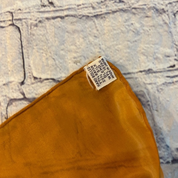 LOT OF (3) VINTAGE SILK & RAYON BLEND SHEER HAND ROLLED JAPAN MADE SMALL SCARVES - Picture 8 of 8